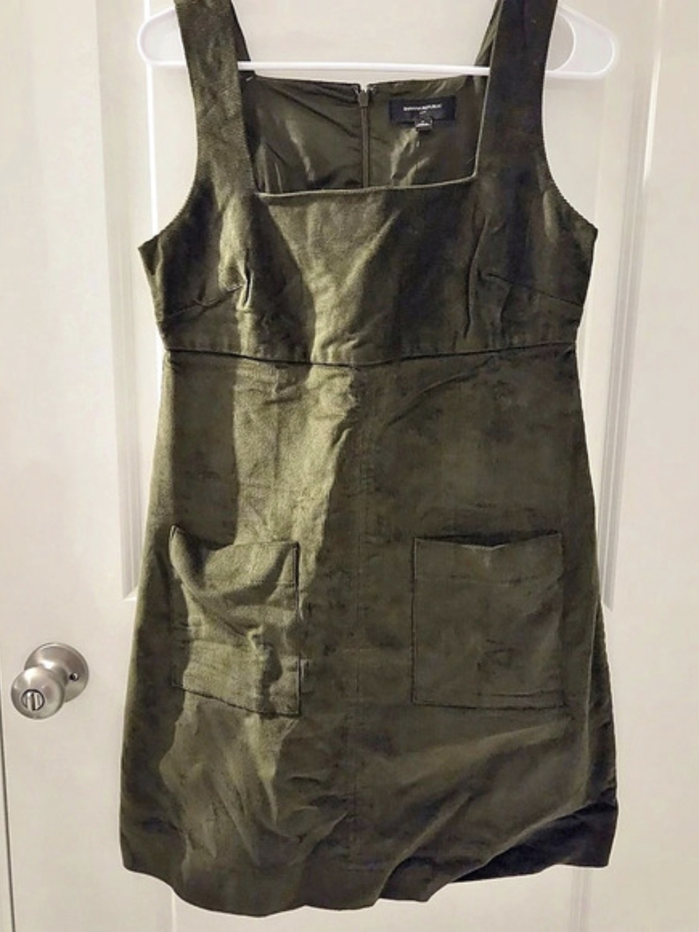Banana Republic Corduroy Empire-Waist Mini Dress Green Small